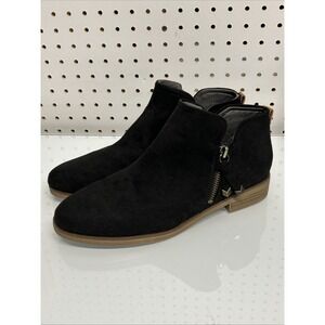 New Dr. Scholls Astir Black Faux Suede Booties Ankle Boots 8.5M